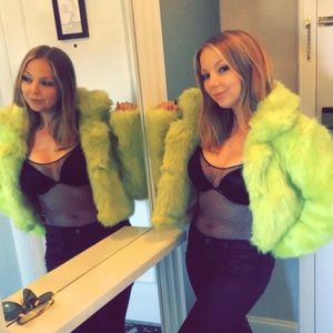 Lime green fuzzy jacket